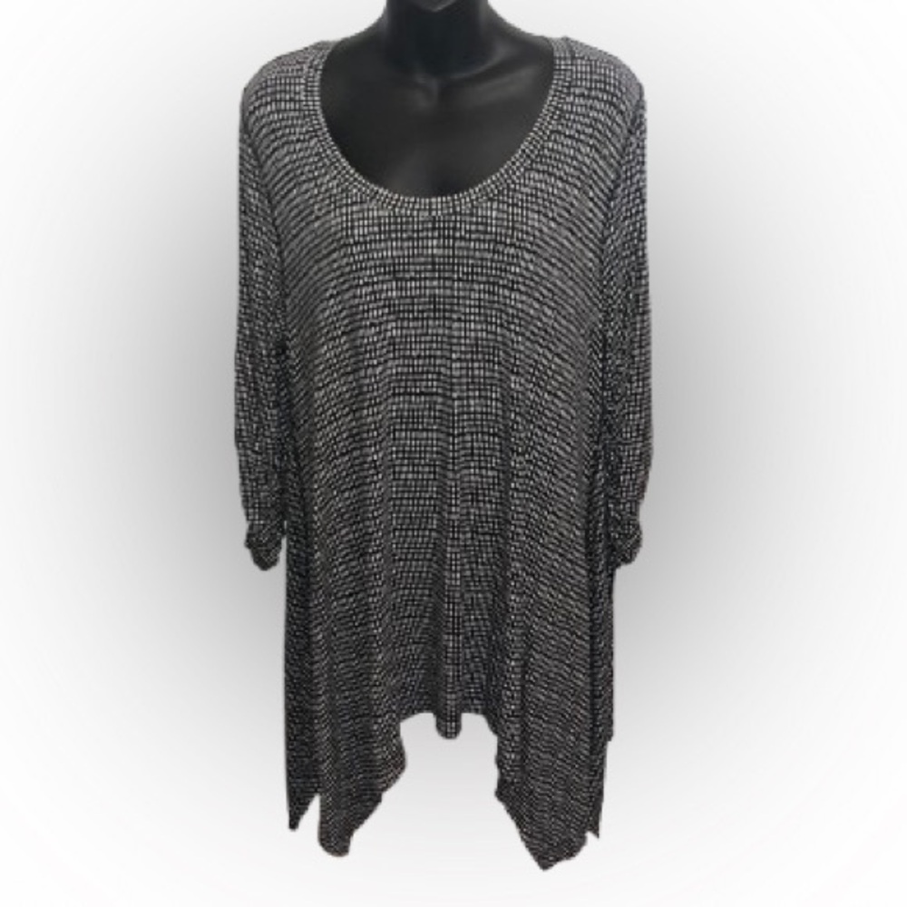 Philosophy black and white 3/4 length sleeve tunic top size XL